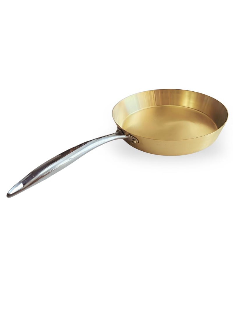 NUTRION Pure Bronze Frying Pan Traditional Indian Cooking PanTawa for Cooking with HealthBoosting Properties 24 cm Medium Pan