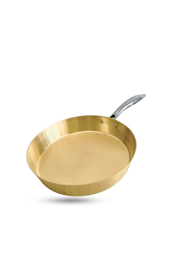 NUTRION Pure Bronze Frying Pan Traditional Indian Cooking PanTawa for Cooking with HealthBoosting Properties 24 cm Medium Pan