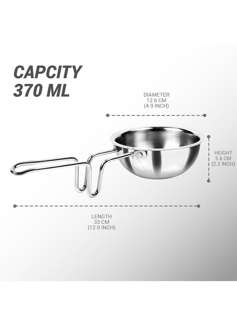 Milton Pro Cook Triply Stainless Steel 12cm Tadka Pan370mlFor Spice TemperingSeasoningSturdy Wired Handle Smooth Finished SurfaceInduction Bottom Gas Stove Pan 3 yrs Warranty by manufacturer