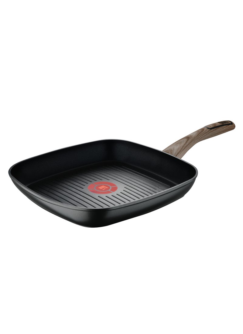 ULTIMATE TX FORGED ALUMINUM GRILL PAN 28 CM WITH HEATDOT TECHNOLOGY, INDUCTION BOTTOM, GREY COLOR, BG36180GY