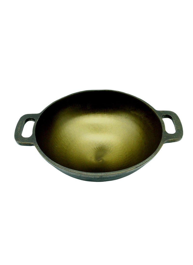 eKitchen Fe PreSeasoned Cast Iron Deep Kadhai Wok Induction Compatible 11 Inches