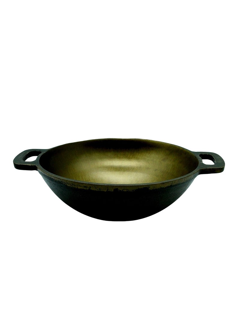 eKitchen Fe PreSeasoned Cast Iron Deep Kadhai Wok Induction Compatible 11 Inches