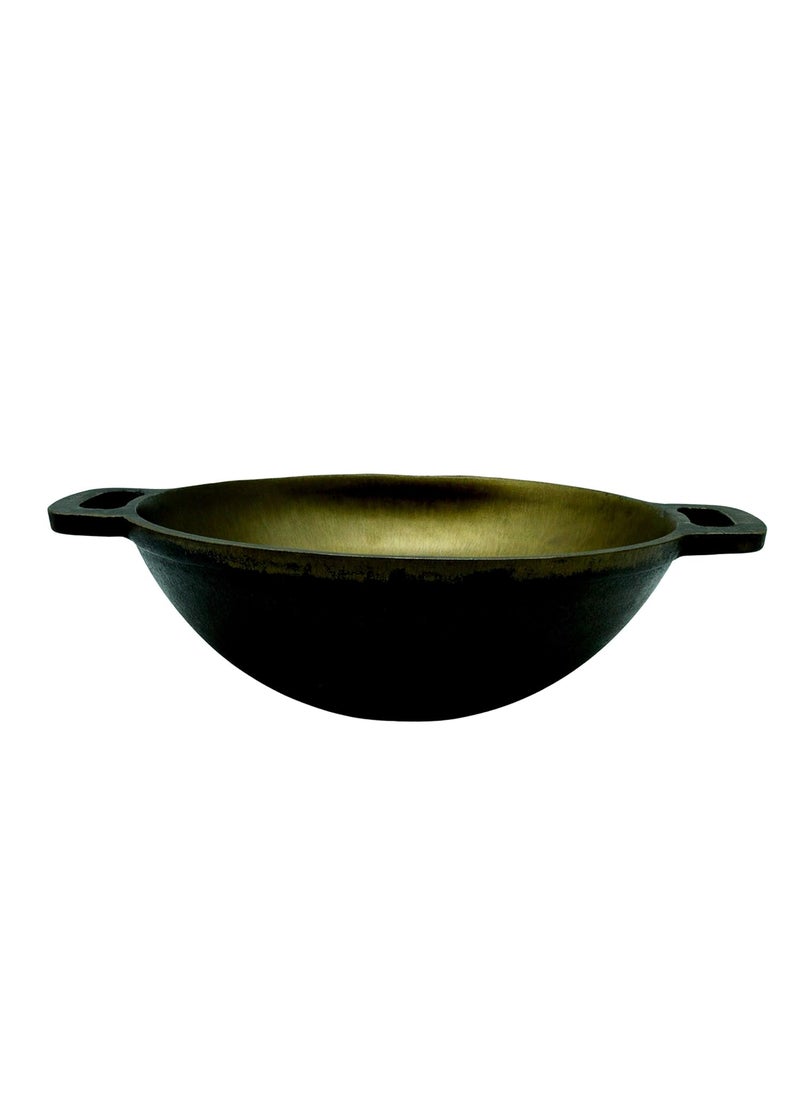 eKitchen Fe PreSeasoned Cast Iron Deep Kadhai Wok Induction Compatible 11 Inches