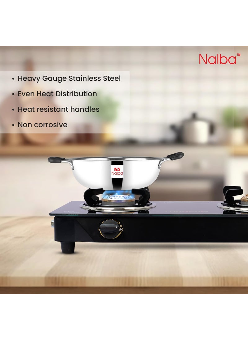 Nalba Stainless Steel KadhaiKadai Heavy Gauge 22 Litre 245 cm