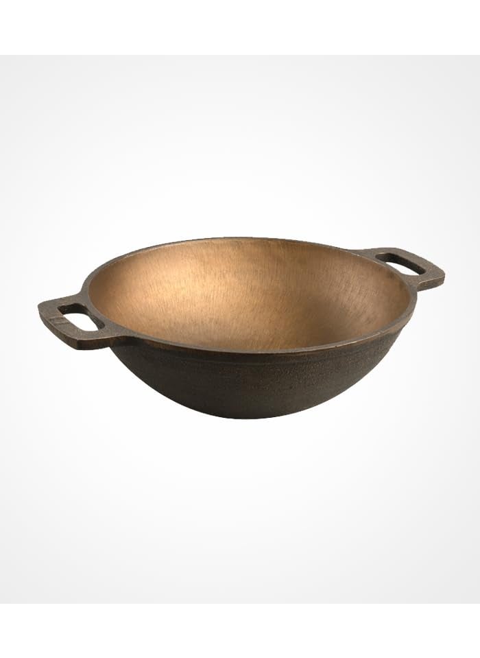 Shrinica Cast Iron Kadai 9 Inch Durable Cast Iron Construction for Superior Heat Retention and Even Cooking Ideal for Frying Searing and Sauting Versatile and Essential Kitchen Tools
