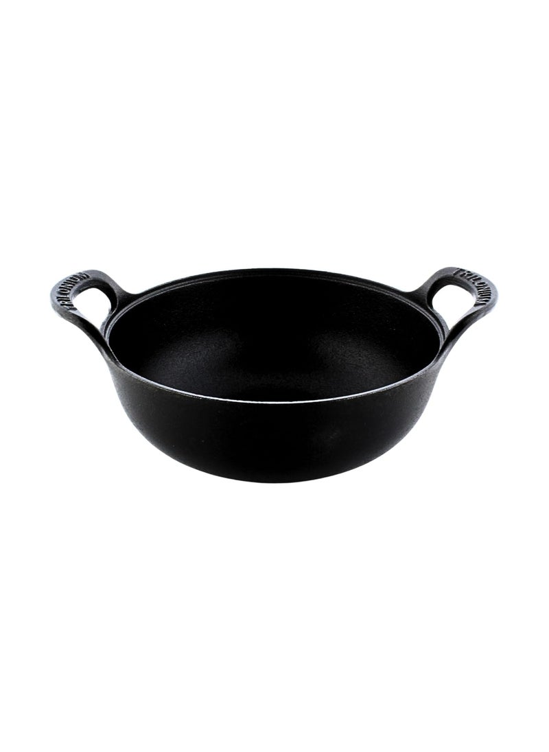 TRILONIUM Triple Seasoned Cast Iron CrockWok Kadhai 24 cms 22 kgs