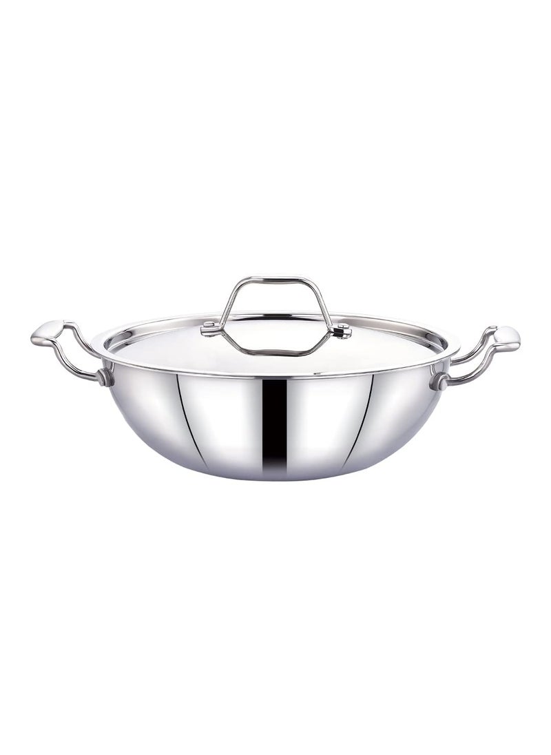 MAXIMA Triply Cookware Stainless Steel Kadai 16cm 10L Healthy Cooking with FoodGrade Stainless Steel Quick Heat Distribution Induction Friendly Sturdy Handles NonStick Kadai