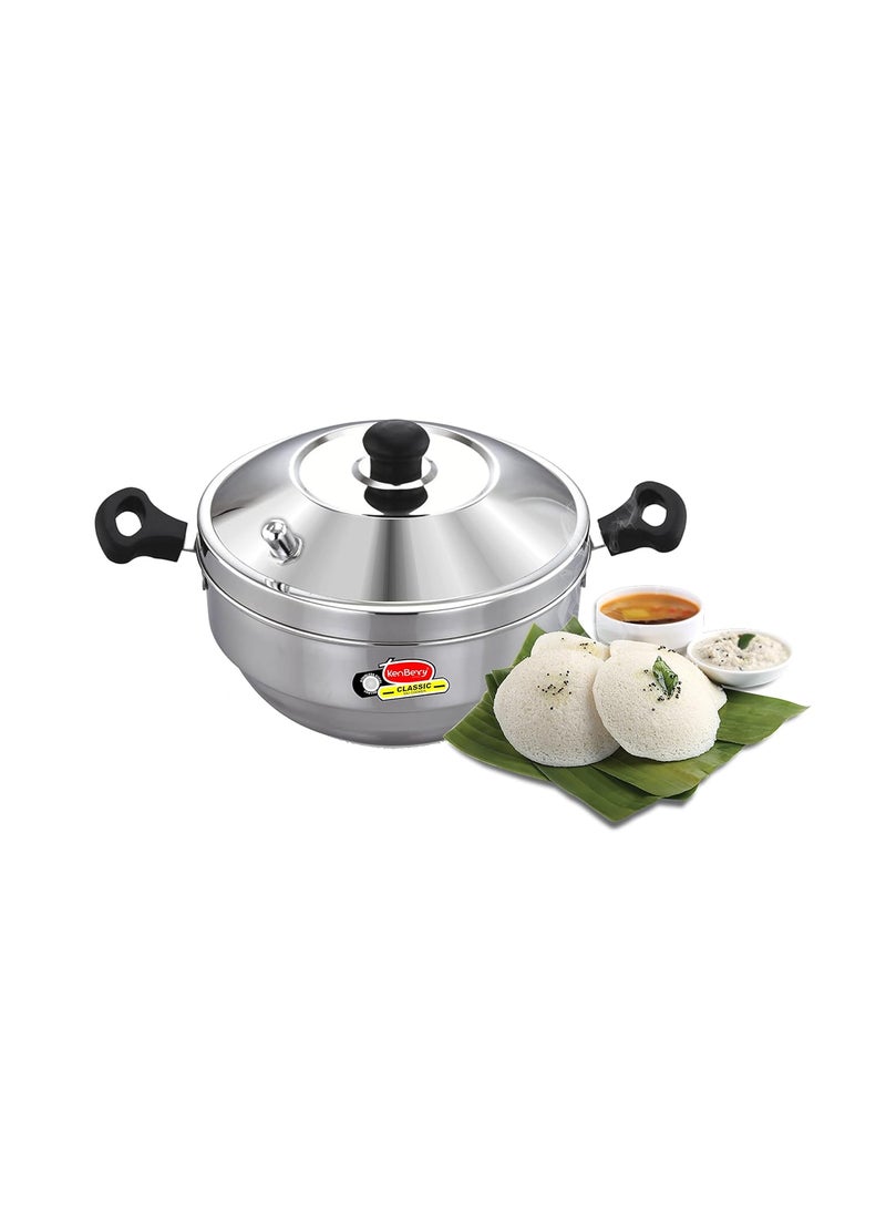 KenBerry Classic15 Stainless Steel Induction Standard Idli Maker Dhokla Maker Idli Cooker Multi Kadhai Idly Induction Stove Compatible 3 Idli Plate 1 Steamer Plate 15 Idli
