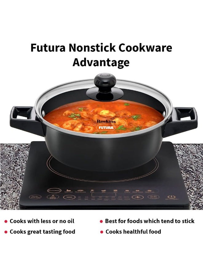 2 Litres Futura Cook N Serve Aluminium Saucepan/Casserole,Induction Compatible,Black