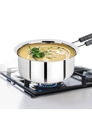 BHATI Stainless Steel Copper Bottom Sauce PanMilk PANTea PANTapeliPatilaBhagona 3 pcs Combo Set Capacity 1 15 2 Liter Sauce Pan 155 cm 17 cm 185 cm Diameter