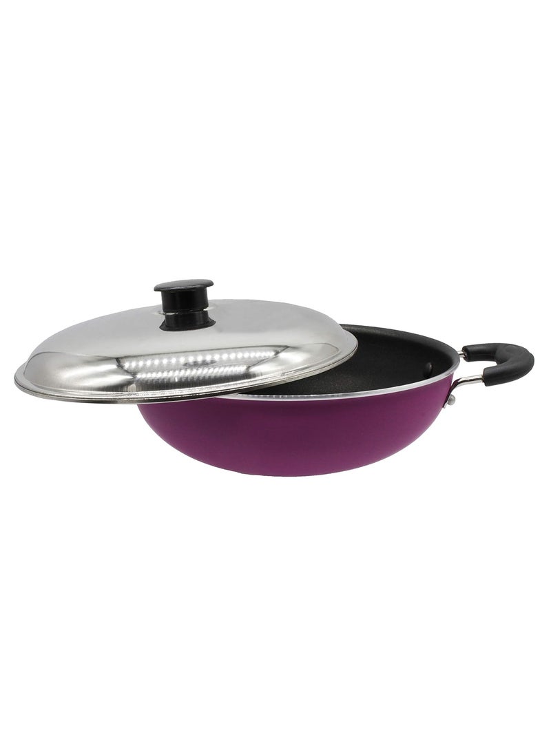 eKitchen Nonstick Kadhai with Stainless Steel Lid 21cm