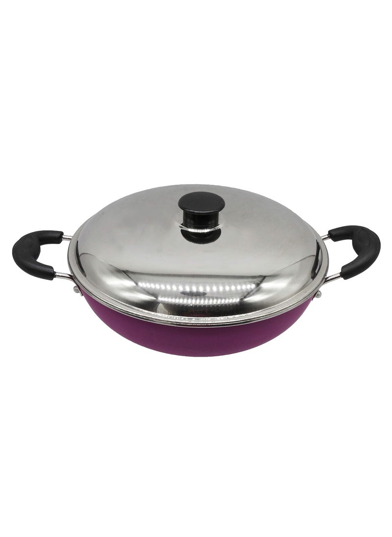 eKitchen Nonstick Kadhai with Stainless Steel Lid 21cm
