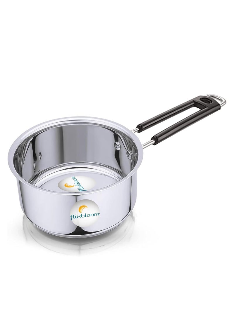 Flixbloom Incredible Kitchen Stainless Steel Induction BaseLPG Gas Friendly Triply Sandwich Bottom Cookware Heavy Guage Saucepan for TeaMilkWater Boil Saucepan with Lid 3 Litre