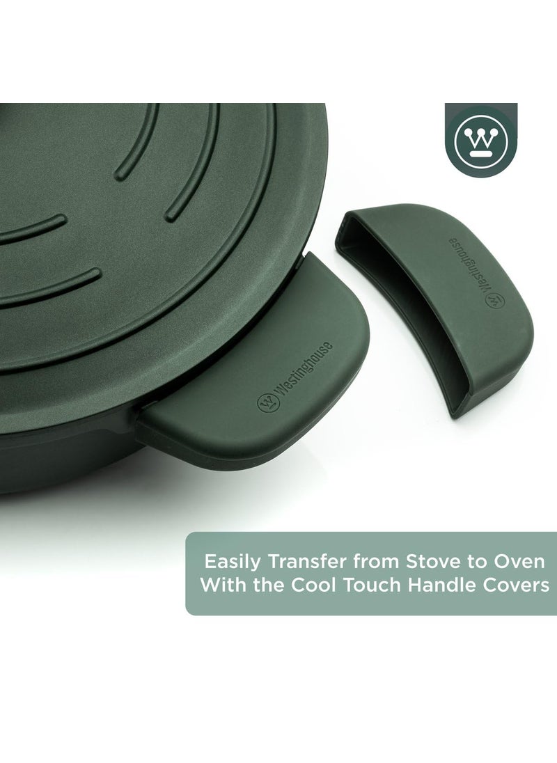 Westinghouse Performance Series 28 cm Green Casserole Saut Pan with Lid Handle Holder NonStick Induction Oven Safe Dishwasher Friendly HeavyDuty Aluminum Cookware for All Hobs