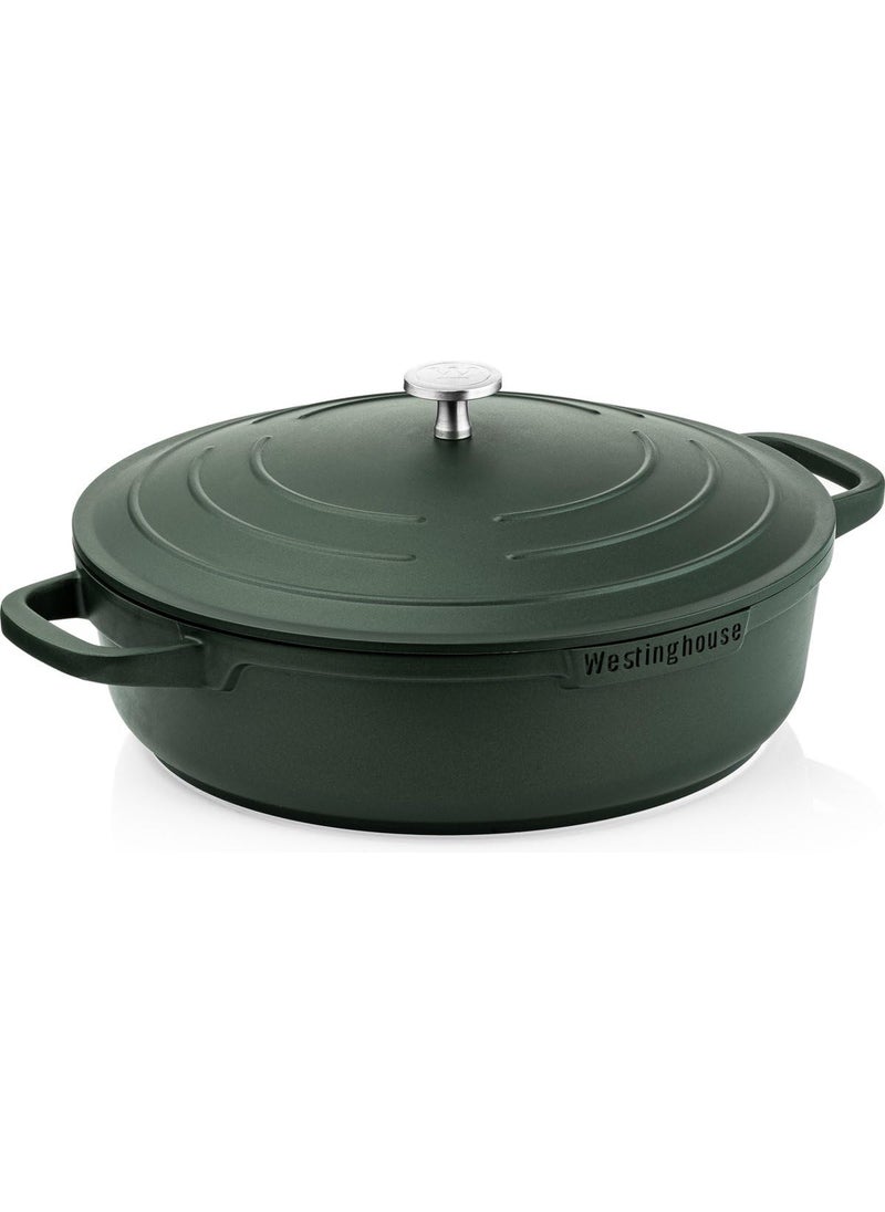 Westinghouse Performance Series 28 cm Green Casserole Saut Pan with Lid Handle Holder NonStick Induction Oven Safe Dishwasher Friendly HeavyDuty Aluminum Cookware for All Hobs