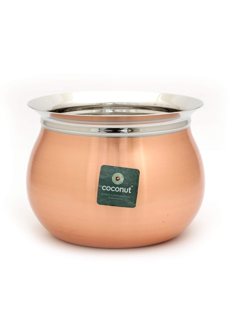 Coconut Stainless Steel Tomato FC Copper Handi/Cookware (Without Handle & Lid) - 1 Unit - Capacity -3000ML