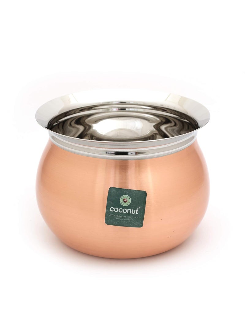 Coconut Stainless Steel Tomato FC Copper Handi/Cookware (Without Handle & Lid) - 1 Unit - Capacity -3000ML