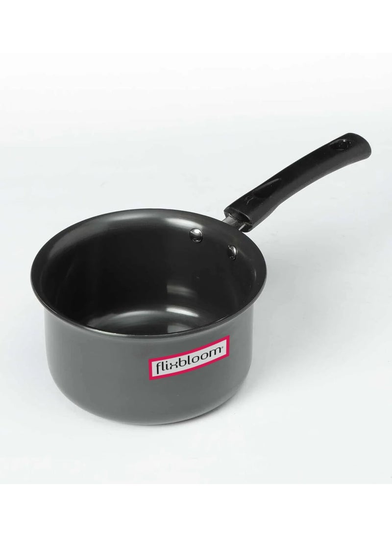 Flixbloom Mega Pro Black Hard Anodised Induction Base Kitchen Utensil Cookware Sauce Pan for TeaMilkCoffee 3 Litre