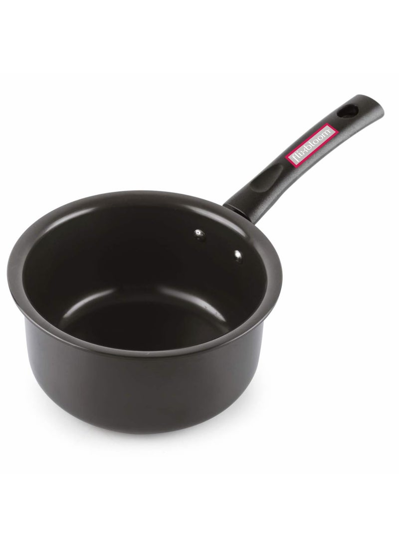 Flixbloom Special Kitchen Hard Anodised Induction Base Black Saucepan with Handle Ideal for Boiling Water Milk Making Tea Coffee etc 12 Litre