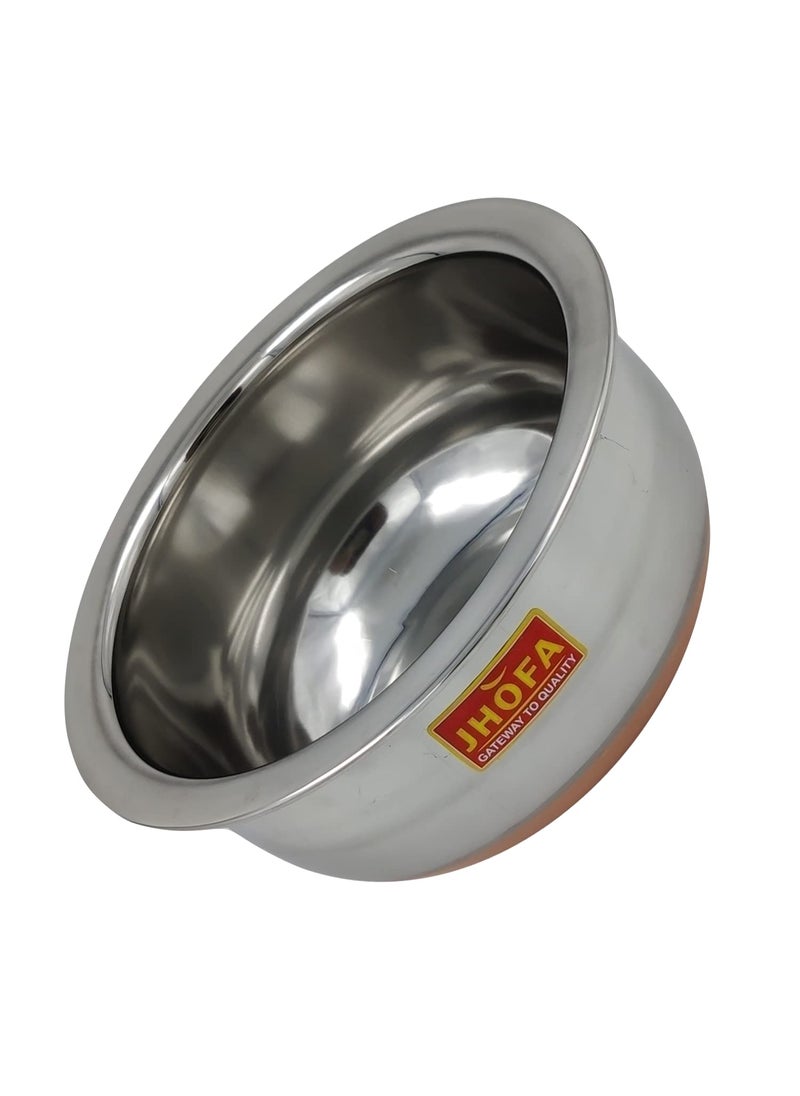 JHOFA Utensils Crockery Induction Stainless Steel Copper Bottom Kitchen Serving, Cooking Bowl | Handi Set 5-Pieces | Biryani Handi 500ml to 2800ml