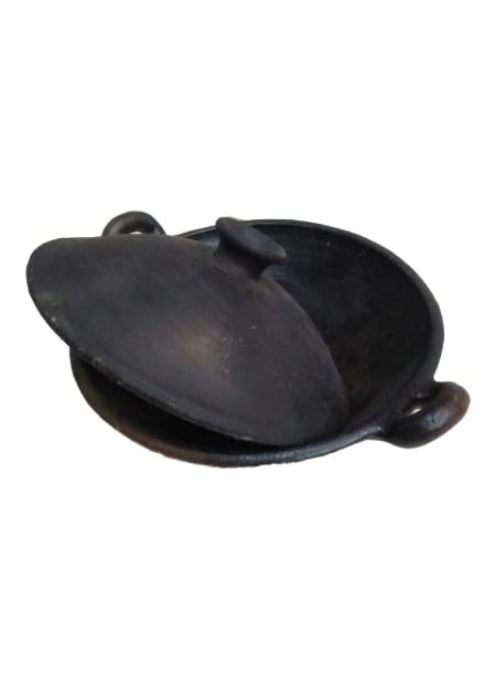 LKC Clay kadhai with lid BlackClay taiClay Handi for Cooking in Microwave Sigdi LPG etc 25 Litre Large Size