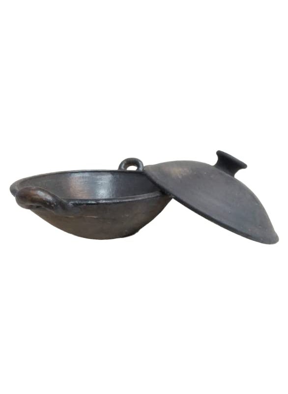 LKC Clay kadhai with lid BlackClay taiClay Handi for Cooking in Microwave Sigdi LPG etc 25 Litre Large Size
