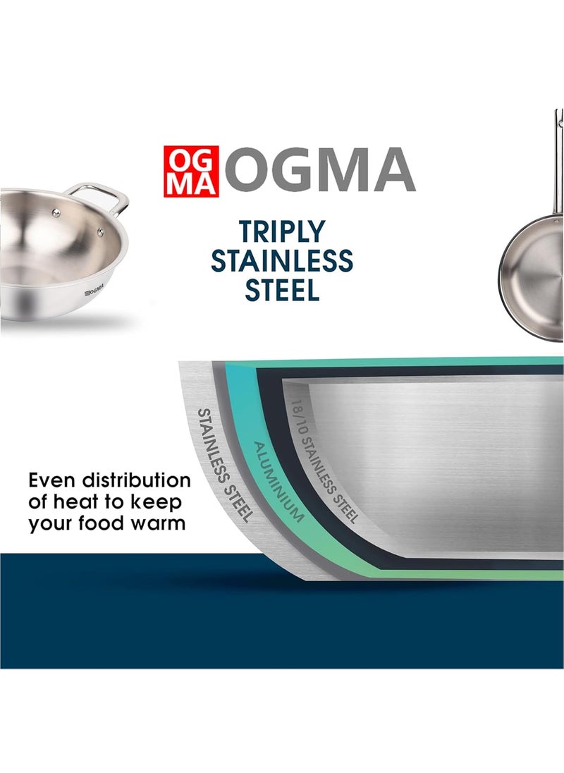 TriPly Stainless Steel 12cm Tadka Pan for Spice TemperingSeasoning Long Wire Handle Smooth Finished Surface Induction Bottom and Gas Stove Ready
