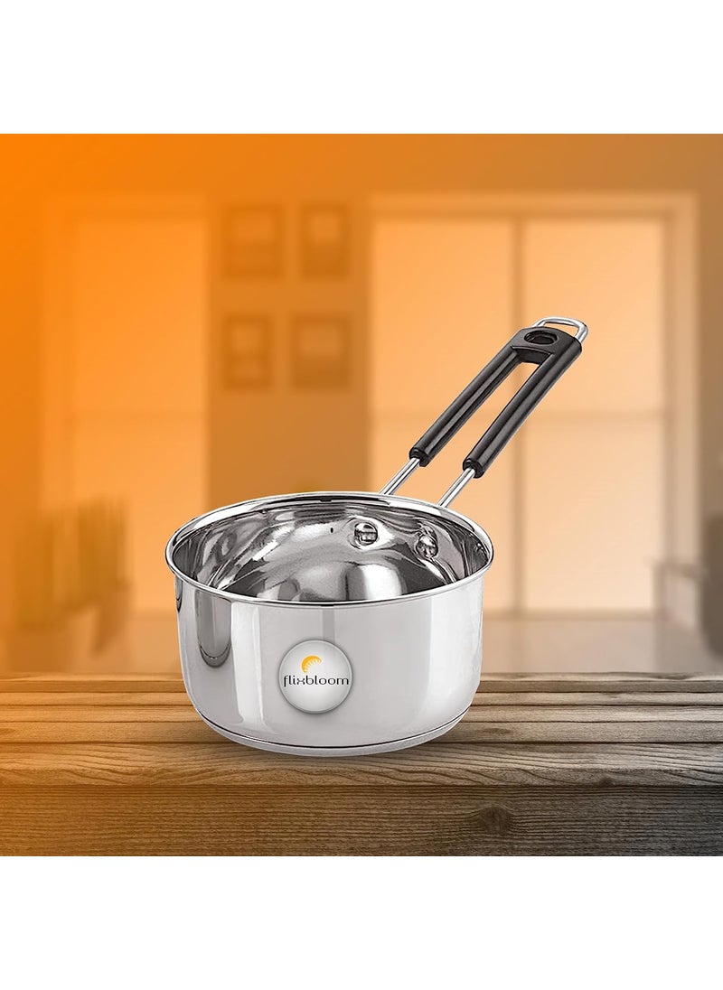 Flixbloom Heavy Gauge Stainless Steel SaucepanTea Pan Induction LPG Cooking Cookware TPanChaidanMilk PanSauce Pot Sauce Pan 1 Litre Saucepan