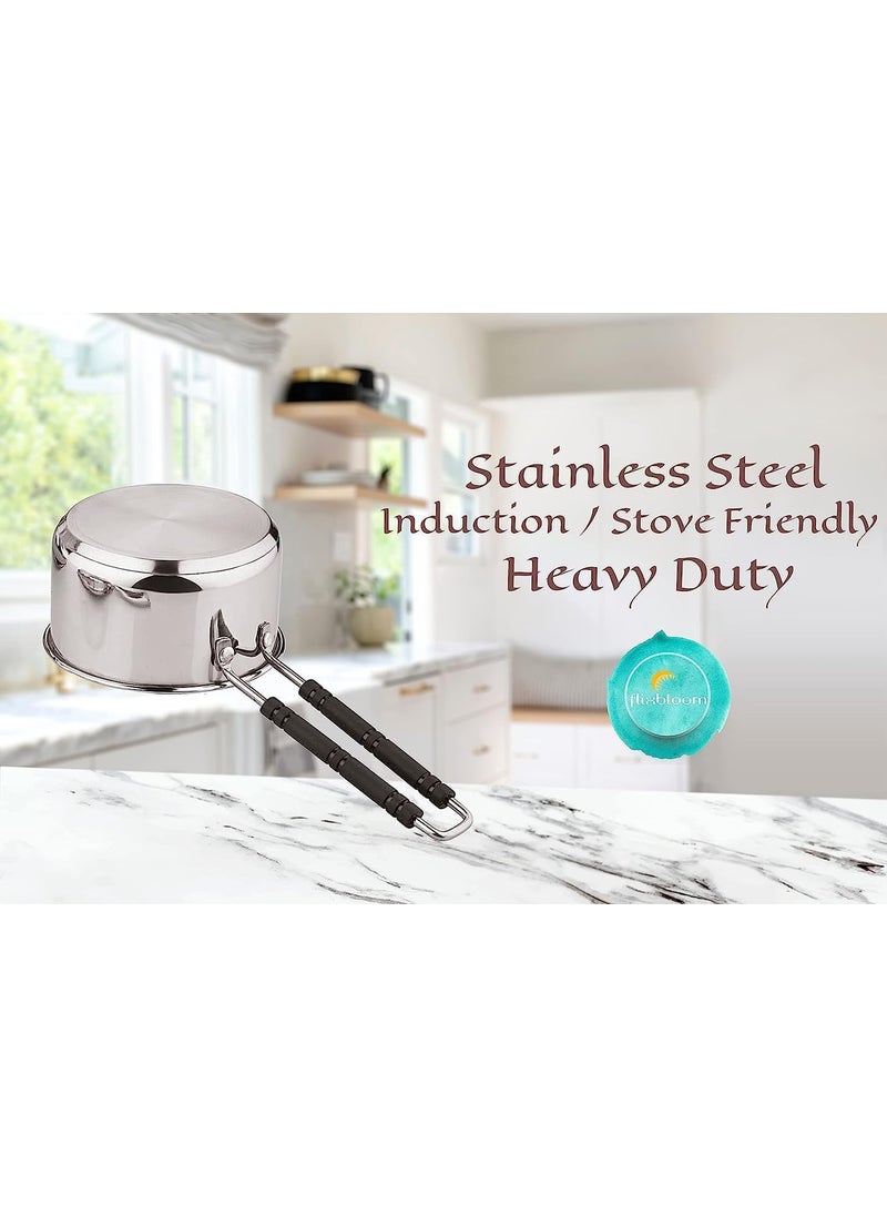 Flixbloom Standard Heavy Gauge Stainless Steel SaucepanTea Pan Milk PanTPAN Chaidan Gas Stove Induction Cookware Sauce pan 1000 ml 1 Litre