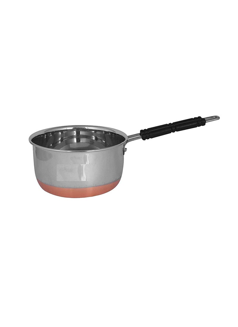 Friends Club Stainless Steel Induction Bottom Encapsulated Bottom Induction Gas Stove Friendly Belly Shape Sauce Pan 15 LTR