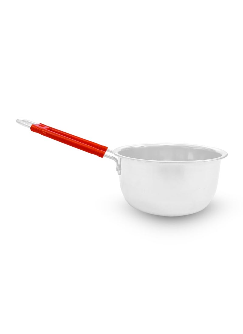 SNKM Stainless Steel Saucepan 2 Litre and Plastic Orange Handle Thick Gauge Unbreakable Milk PanTea Pan with Premium Steel Mirror Finish 2 Liter Pack of 1