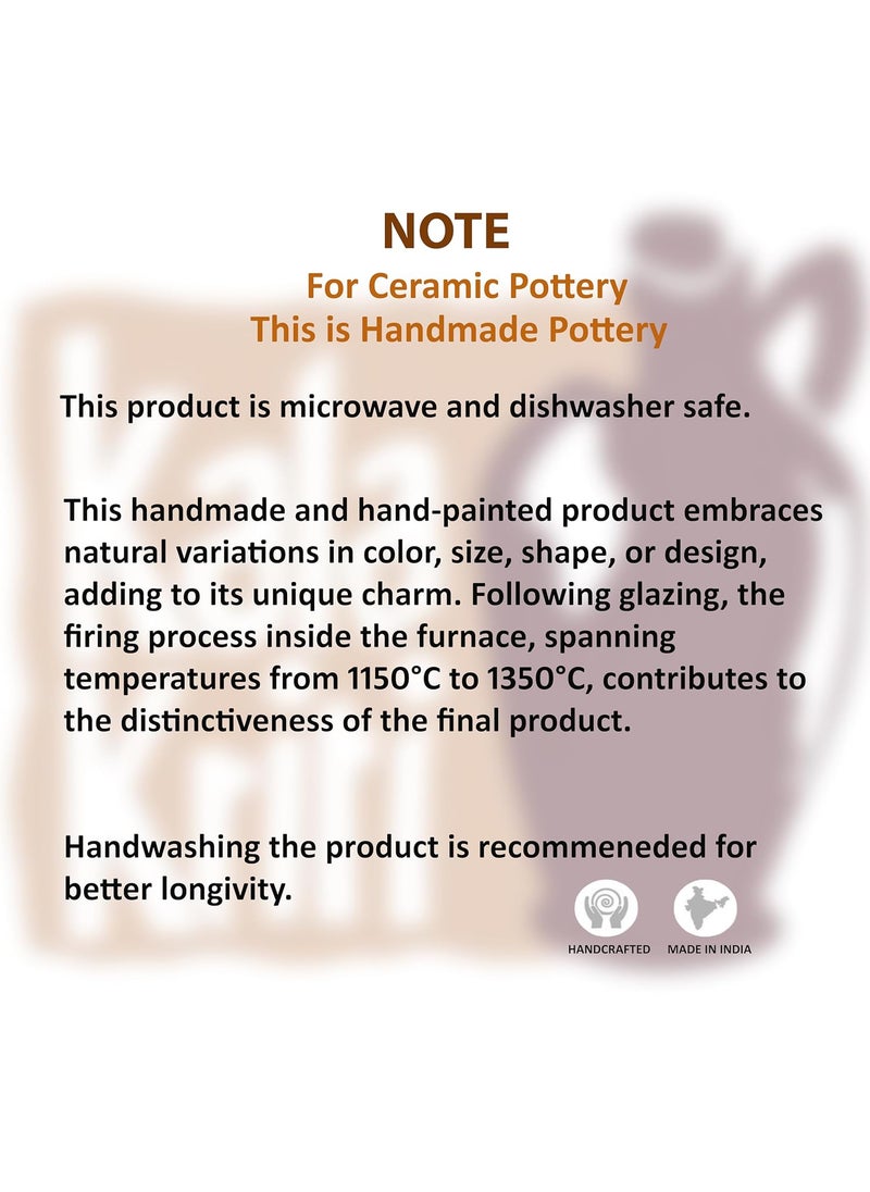 KALAKRITI Ceramic 600 ML Handi with lid Biryani Bowl Serveware Curd Setter Sauce Pot Server for Dal and Dining Tableware Color Brown Set of 1