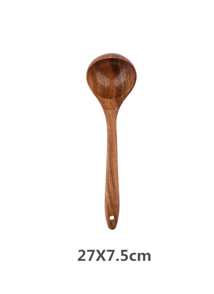 Healthy Cooking Utensils Set Wooden Cooking Tools And Storage Wooden Barrel Natural Nonstick Hard Wood Spatula And Spoons Set Of 6