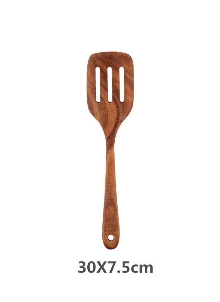 Healthy Cooking Utensils Set Wooden Cooking Tools And Storage Wooden Barrel Natural Nonstick Hard Wood Spatula And Spoons Set Of 6
