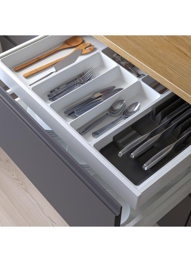 Cutlery+utsl trays/tray w knife rck, white/anthracite, 72x50 cm