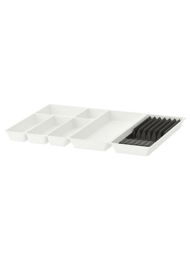 Cutlery+utsl trays/tray w knife rck, white/anthracite, 72x50 cm