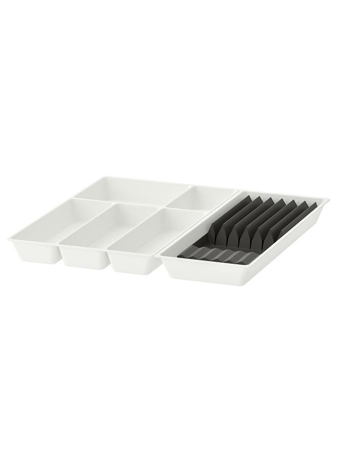 Cutlery tray/tray with knife rack, white/anthracite, 52x50 cm