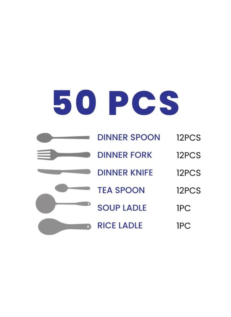 Arshia Gold Stainless Steel Cutlery Sets 50pcs TM1401GS