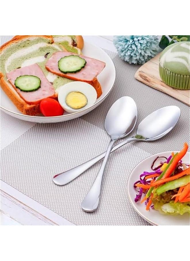 12 Pcs Dinner Spoon Set,Premium Food Grade Stainless Steel Spoons,Durable Metal Spoons,Tablespoon,Spoons Silverware Only,Mirror Finish & Dishwasher Safe,Use for Home,Kitchen and Restaurant - 7.3 inch