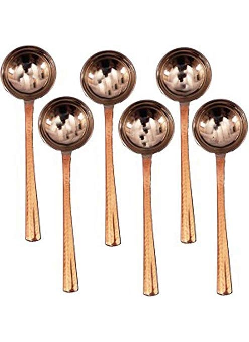 Indian Fashion Hut Traditional Cutlery Set Serving Spoon Copper Stainless Steel Serveware Set