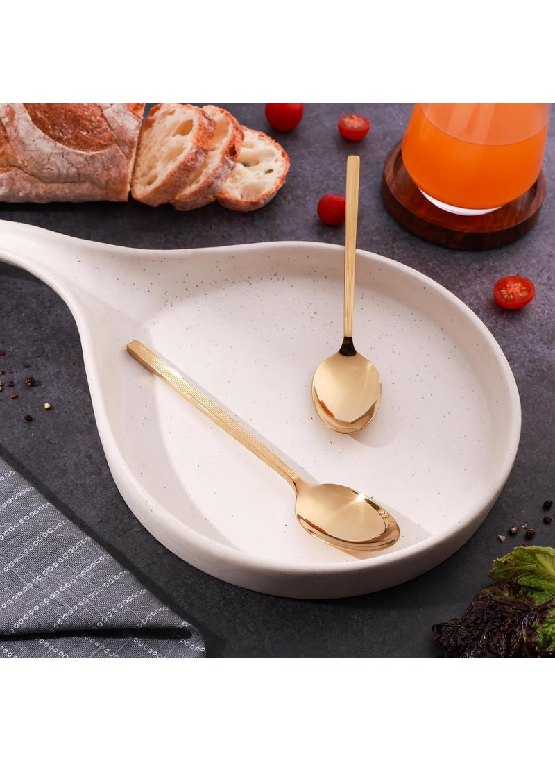 GROX Stainless Steel Premium Sleek Regular Spoon Gold Set of 6 19 cm