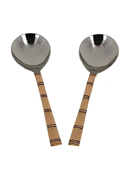 Indian Stainless Steel Copper Cutlery Set Table Spoon 10 Pcs Serveware Set