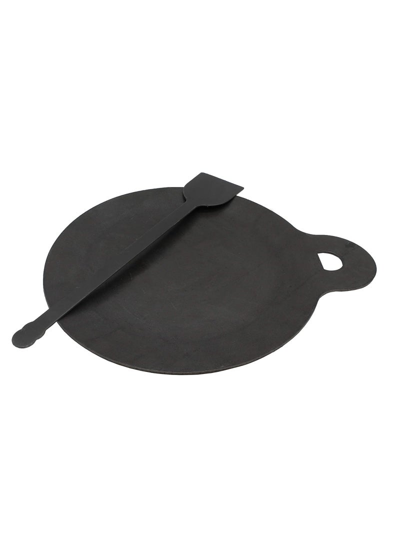 Trilonium Ecofe Iron Induction Compatible Dosa Pizza Roti Tawa with Turner Ladle Black 28 cm