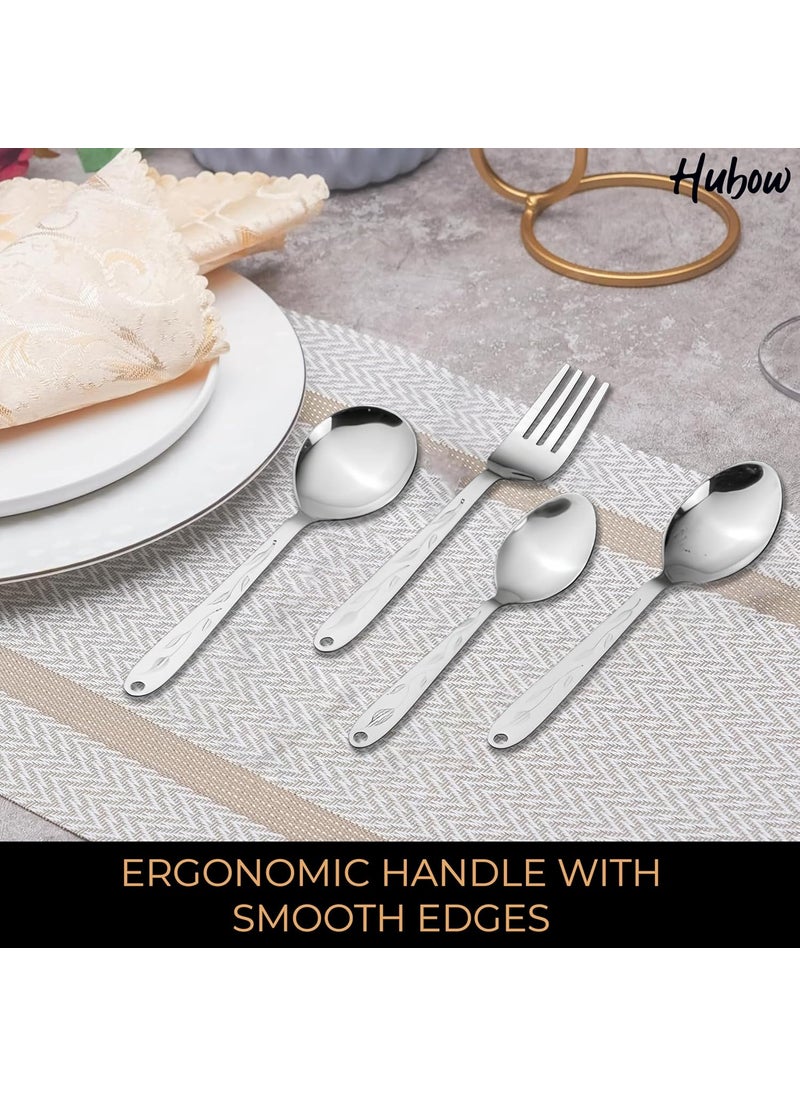 Hubow 25 Piece Butterfly Cutlery Set with Stand for Kitchen Dining Table 6 Tea Spoon 6 Baby Spoon 6 Fork Spoon 6 Soup Spoon 1 Stand Mirrored Shiny Polished Stainless Steel Spoon