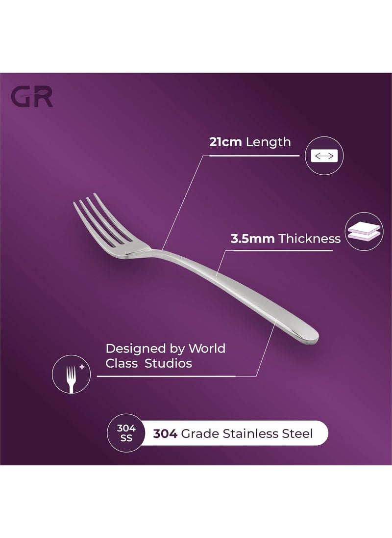 GROX Stainless Steel Premium Classic Regular Fork Silver Set of 6 21 cm