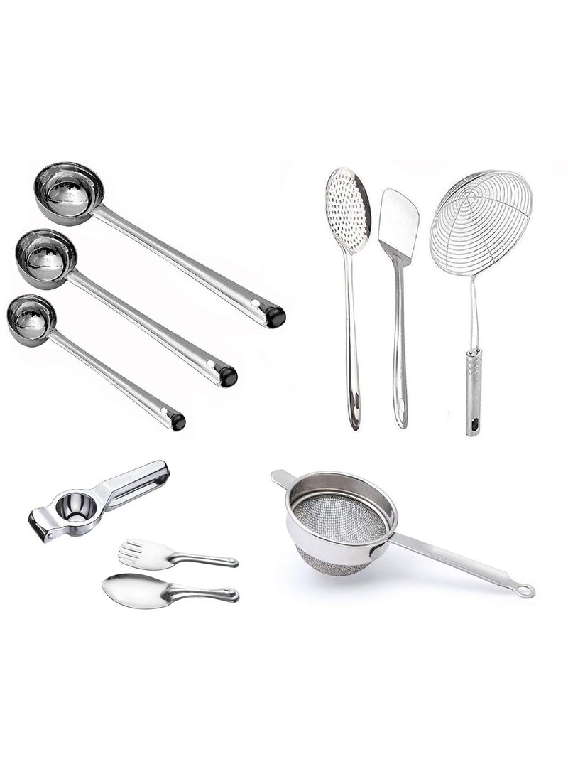 Bartan Star Stainless Steel Serving Spoons Cooking Spoons Set of 10
