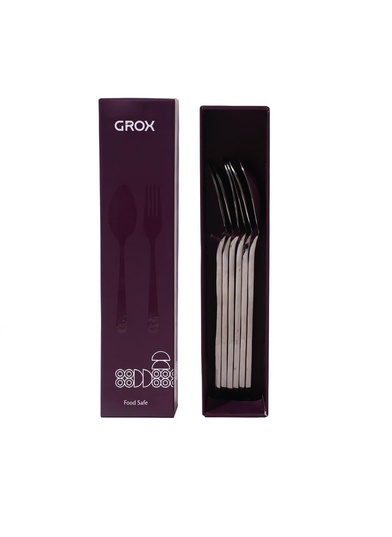 GROX Stainless Steel Premium Sleek Regular Spoon Silver Set of 6 19 cm