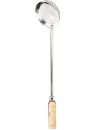 BHATI Stainless Steel Big Size Ladle Spoon for Serving with Wooden Handle 100ML
