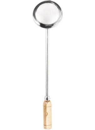 BHATI Stainless Steel Big Size Ladle Spoon for Serving with Wooden Handle 100ML