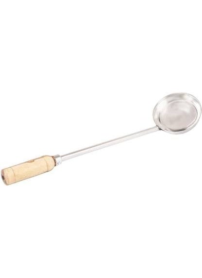 BHATI Stainless Steel Big Size Ladle Spoon for Serving with Wooden Handle 100ML